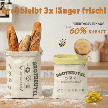 Premium Brotbeutel aus 100% Baumwolle und Bienenwachs