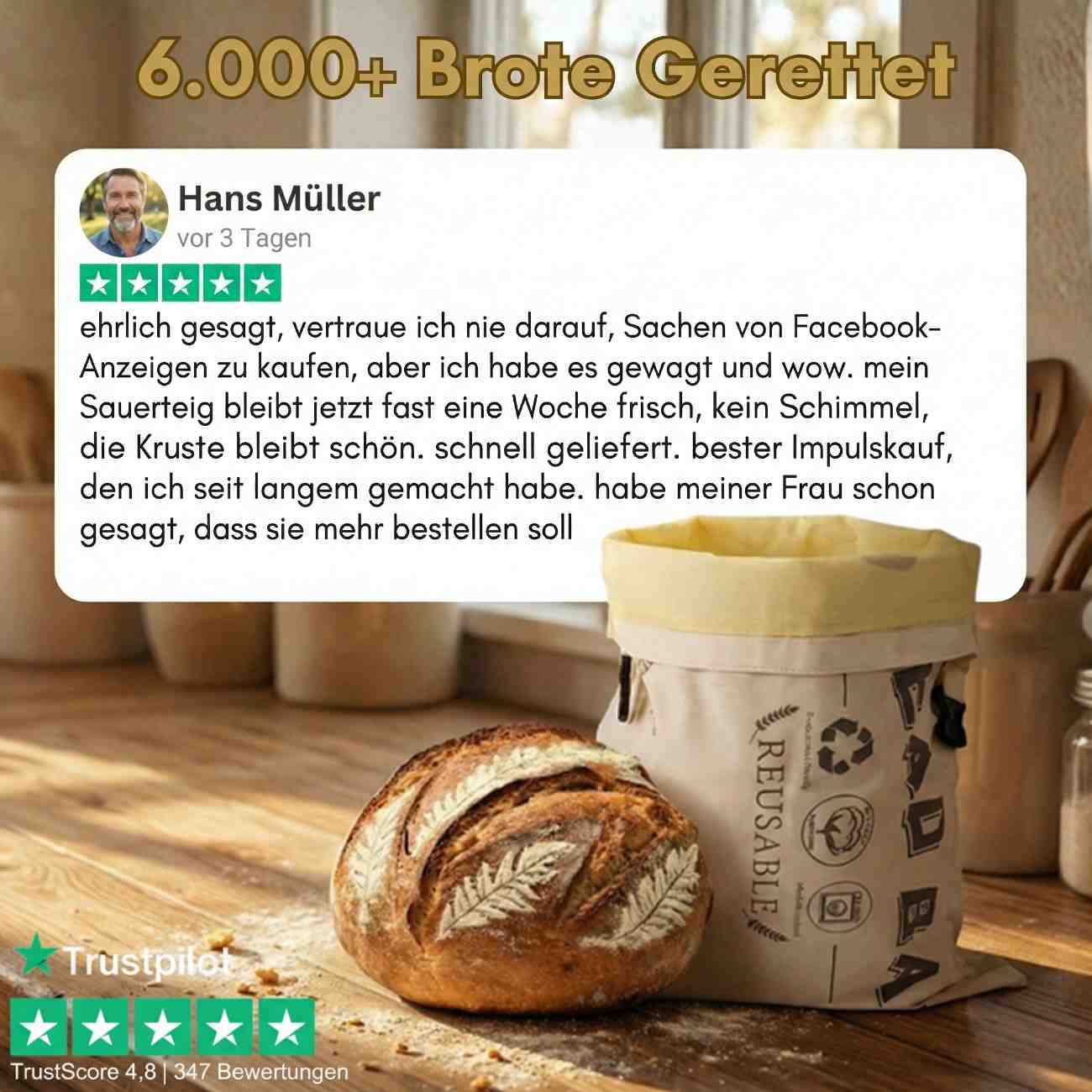 Premium Brotbeutel aus 100% Baumwolle und Bienenwachs