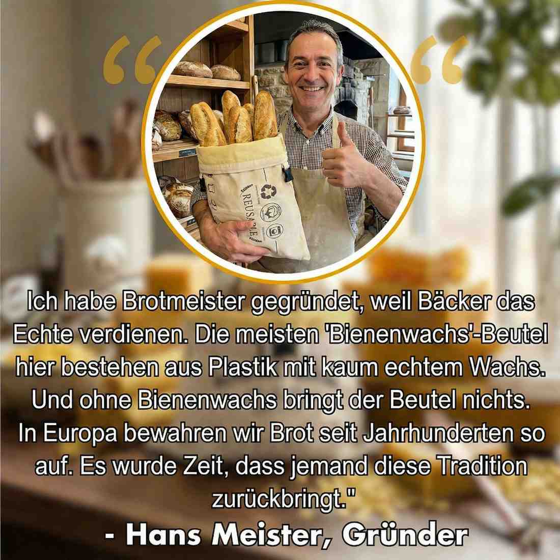 Premium Brotbeutel aus 100% Baumwolle und Bienenwachs