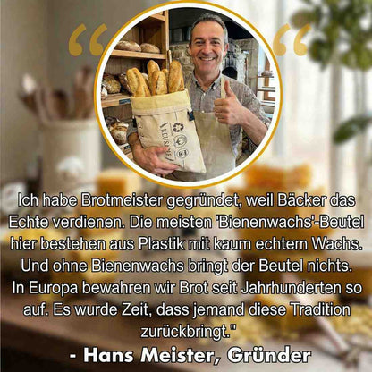 Premium Brotbeutel aus 100% Baumwolle und Bienenwachs