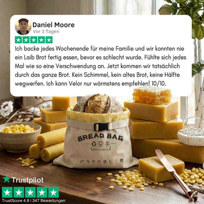 Premium Brotbeutel aus 100% Baumwolle und Bienenwachs