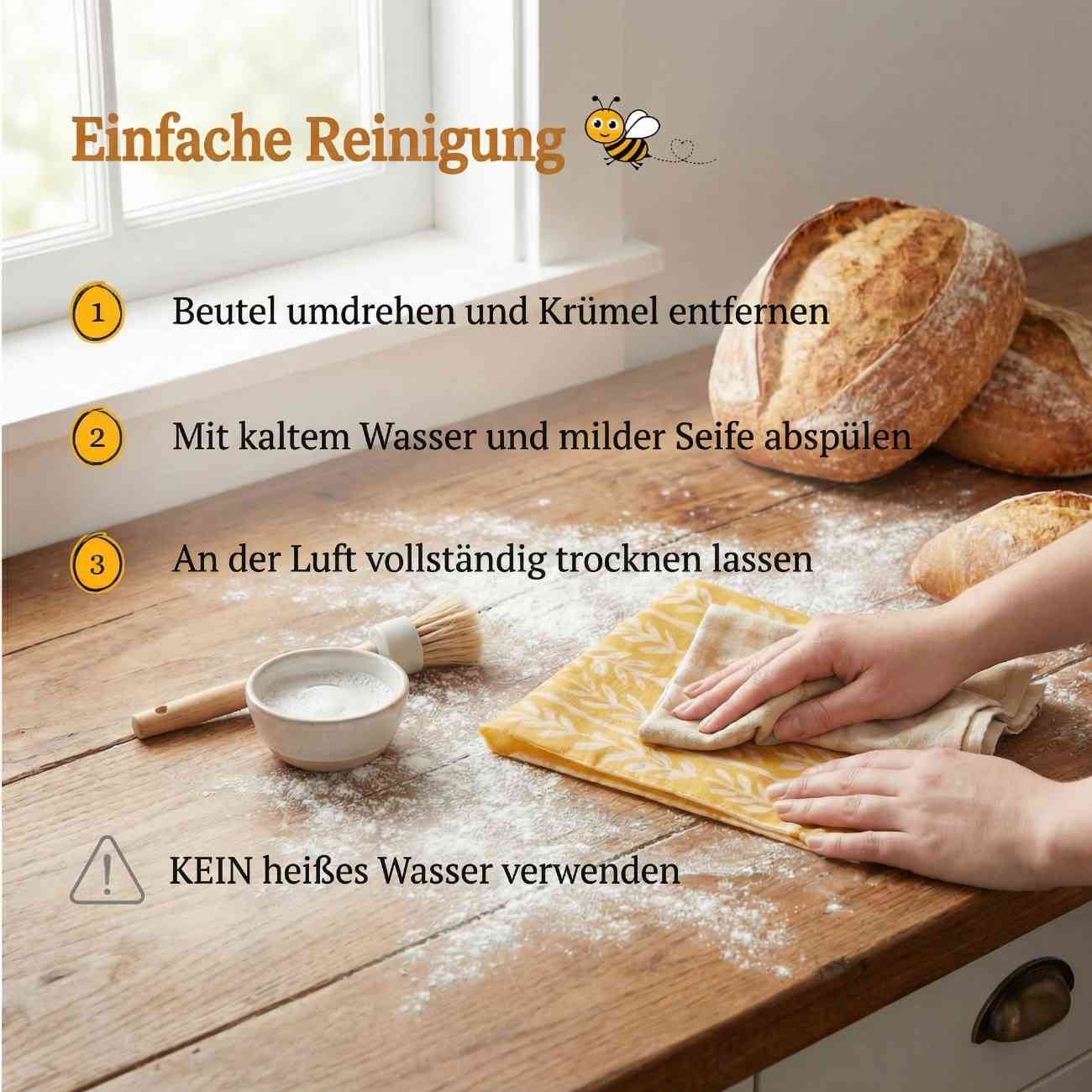 Premium Brotbeutel aus 100% Baumwolle und Bienenwachs