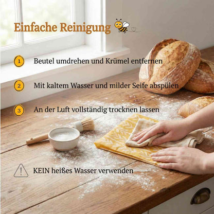 Premium Brotbeutel aus 100% Baumwolle und Bienenwachs